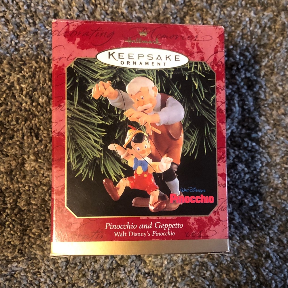 Pinocchio and Geppetto 1999 ornament MIB Hallmark & Disney from the 1940 film